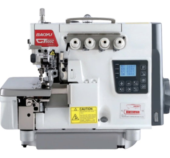 Máy vắt sổ điện tử 5 chỉ BAOYUGT-900CA-5 cắt chỉ ngắn, nâng chân vịt tự động điện có bộ hút hơi